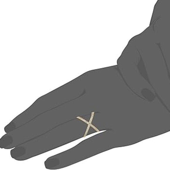 Michael Kors Gold Tone Steel Criss-Cross Clear Pave Crystal Ring - Picture 3 of 12